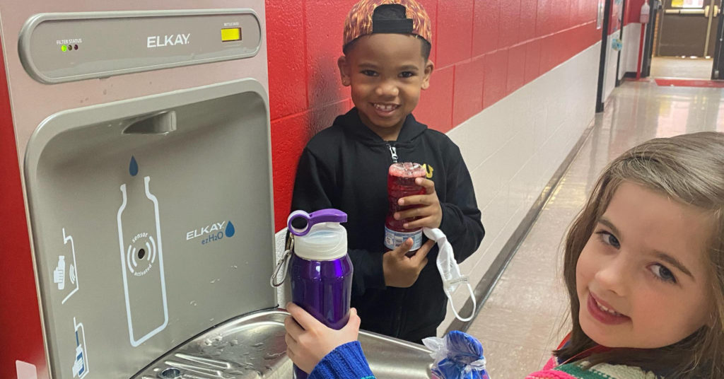 Alamo City School receives new water refill station and dental health materials